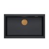 Quadron LOGAN 110 GraniteQ zlewozmywak pure carbon 76x44x23,5 cm 1-komorowy wpuszczany z syfonem manualnym miedziany HQD7644U7PVDC1I